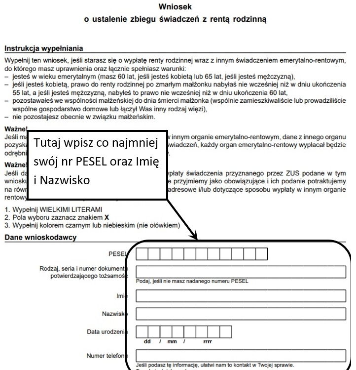 wzor wniosku o rente wdowia