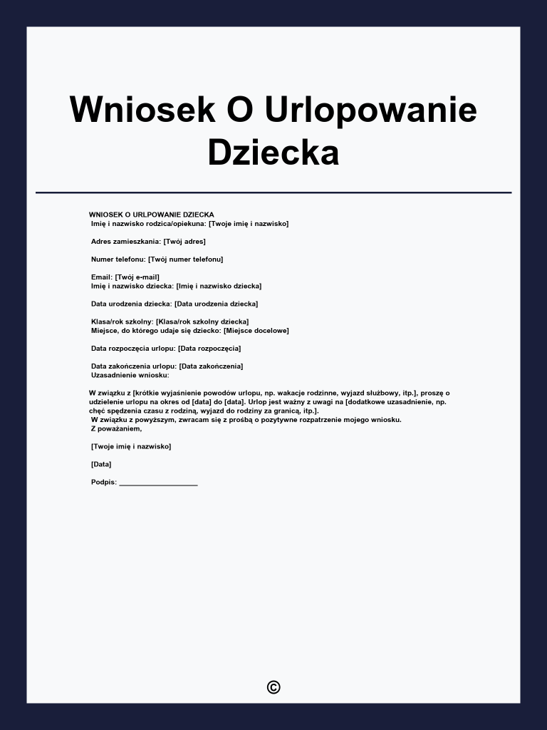 Wzór wniosku do sądu o urlopowanie dziecka